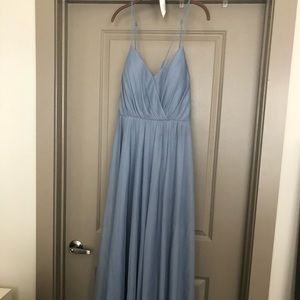 Azazie Darcy Bridesmaid Dress Dusty Blue A12